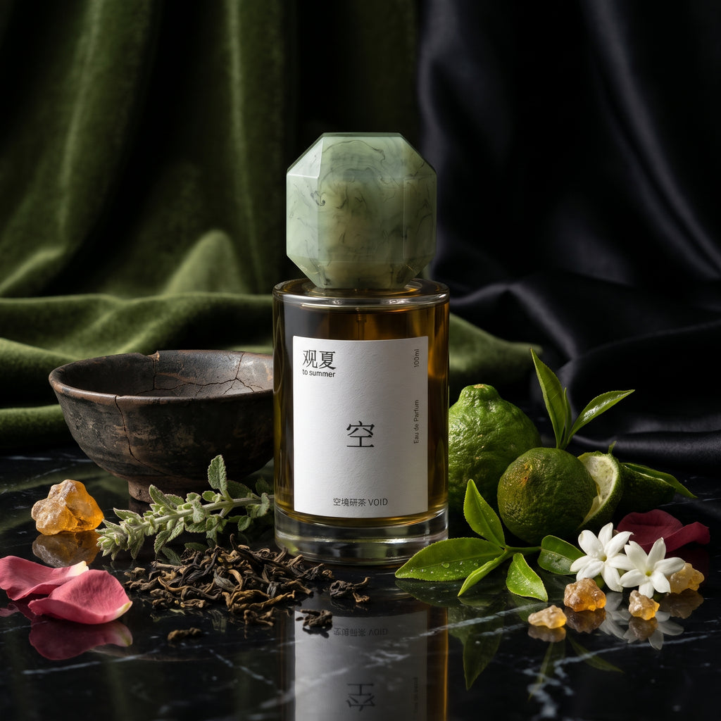 To Summer Void with tea leaves, bergamot, jasmine and rose